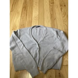 brandy melville Light Blue cotton knitted cropped cardigan